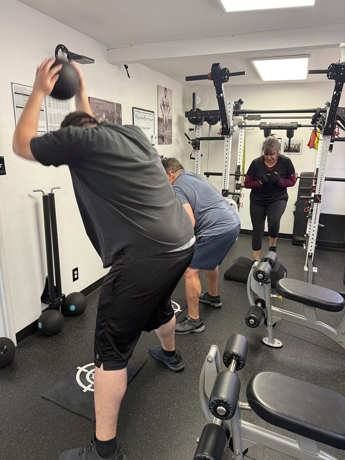 Overhead medicine ball work