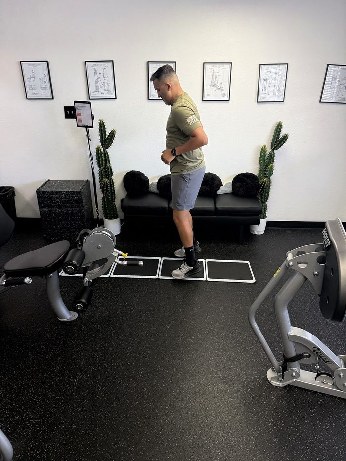 Footwork beside the tablet